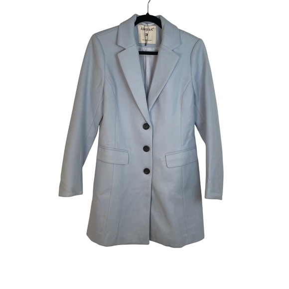 Allegra K Women's Light Blue Lapel Long Sleeve Button Front Blazer Coat Size S - Picture 2 of 11